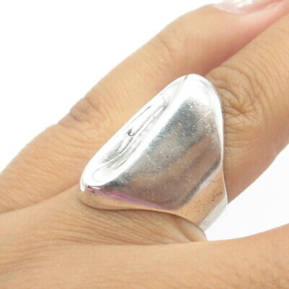 925 Sterling Silver Vintage Mexico Coffee Bean Puffy Statement Ring Size 6 - Picture 2 of 8